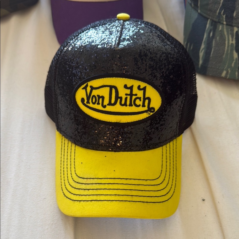 Von Dutch Black and Yellow Trucker Hat